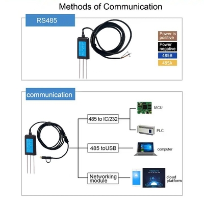 3 en 1 Sensor de conductividad de la temperatura de humedad del suelo EC IP68 RS485 Sensor del medidor de suelo