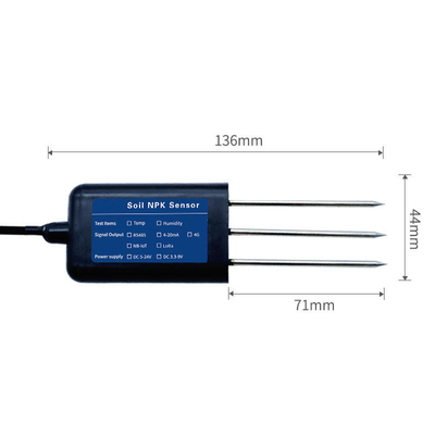 Agricultura inteligente 3 en 1 NPK Sensor de suelo 3 pines con salida y rendimiento RS485 Modbus