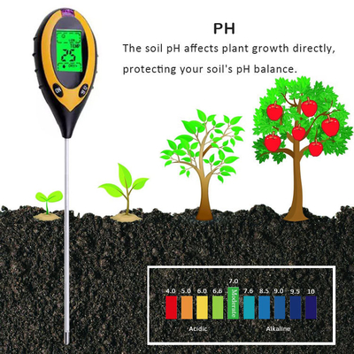 Pantalla LCD digital 4 en 1 medidor de pH del suelo con prueba de luz solar de temperatura y humedad