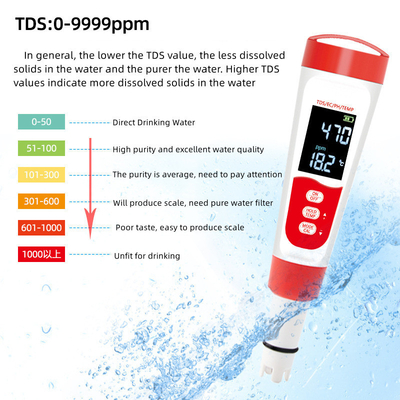 Tester de pluma de monitoreo digital de agua profesional con medición de TDS/EC/PH/temperatura