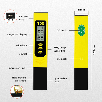 Tipo de lápiz TDS Meter para prueba de purificador de agua potable RO 150*31*18 mm Tecnología avanzada