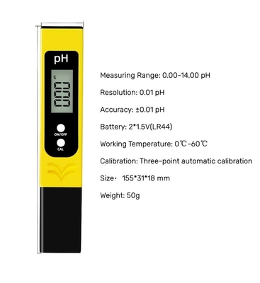 Tester de tipo de pluma digital compacto y ligero para medir la acidez del agua 102 g