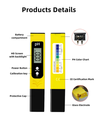 Tester de tipo de pluma digital compacto y ligero para medir la acidez del agua 102 g