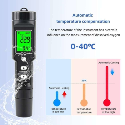 Display LCD Medidor de oxígeno disuelto Temperatura del agua D.O. Tester para análisis de acuicultura
