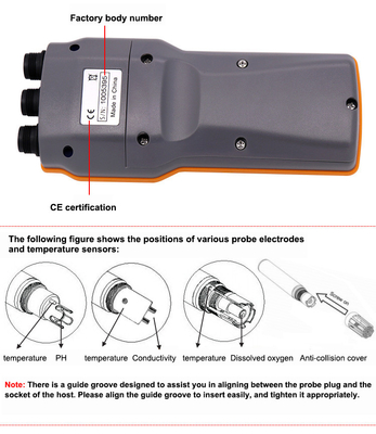 Combo 5 en 1 PH/COND./D.O/TEMP Contador de agua para estanques de peces portátiles de acuaponia AZ86031 IP67