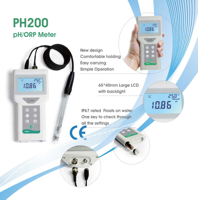 Medidor de pH ORP digital portátil con pantalla LCD de luz de fondo de 65*40 mm