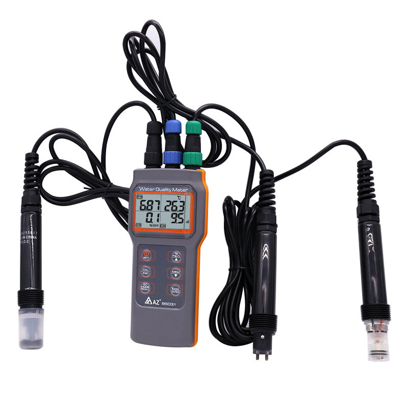 Combo 5 en 1 PH/COND./D.O/TEMP Contador de agua para estanques de peces portátiles de acuaponia AZ86031 IP67